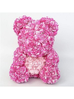 Newstyle Rose Teddy Bear Flower Bear Rose with Pink Heart Best Gift for Mother's Day, Valentine's Day, Anniversary, Weddings and Birthday