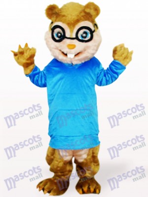 Blue Squirrel With Long Hair And Short Teeth Animal Adult Mascot Costume