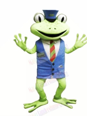 Frog with Blue Vest Mascot Costumes