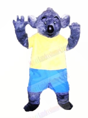 Furry Koala with Yellow T-shirt Mascot Costumes Adult