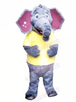 Fluffy Elephant with Yellow T-shirt Mascot Costumes 