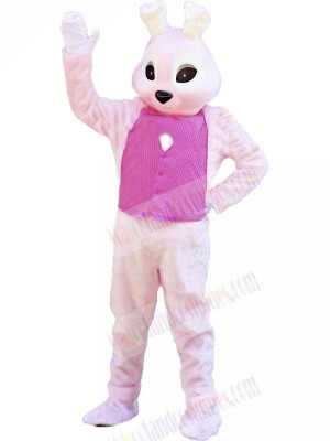 Bunny with Pink Vest Mascot Costumes Animal