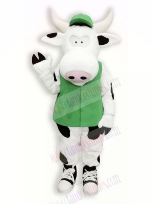 Cute Cow with Green Vest Mascot Costumes Cartoon