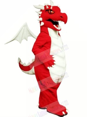 Red Dragon with White Wings Mascot Costumes Cartoon