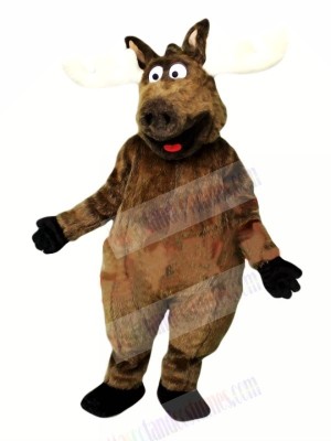 Happy Brown Moose Mascot Costumes Cartoon