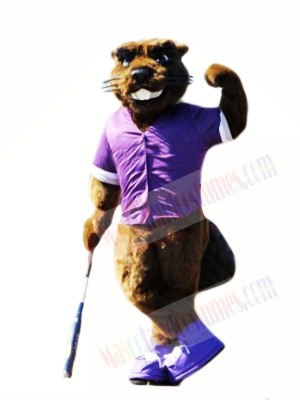 Beaver with Purple T-shirt Mascot Costumes Animal