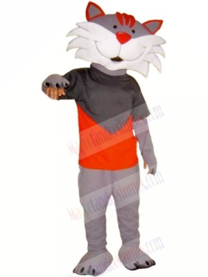 Happy Grey Cat Mascot Costumes Cartoon