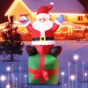 6ft Christmas Inflatable Santa Claus Sitting On Gift Box Outdoor Indoor Holiday Decoration Yard Lawn Home Outside Art Decor