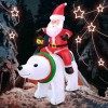 6ft Inflatable Santa Clause Riding Polar Bear with Lantern Light Christmas Holiday Decoration Outdoor Yard Lawn Art Decor