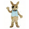 Rabbit Butler with Blue Vest Mascot Costume Cartoon