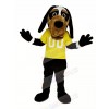 Cool Black Dog with Yellow T-shirt Mascot Costume Animal