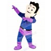 Super Hero in Purple and Blue Coat Mascot Costume People