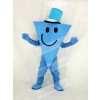 Mr Cool with Blue Hat Mascot Costume Cartoon	