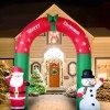 8ft Inflatable Large Arch with Santa Claus & Snowman with LED Lights Holiday Archway Decoration Outdoor Yard Lawn Art Decor