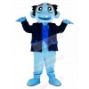 Blue Ghost with Black Coat Mascot Costume