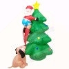 6ft Inflatable Santa Claus Climbing on Christmas Tree Chased by Dog with LED Lights Holiday Decoration Outdoor Yard Lawn Art Decor