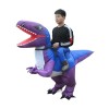 Blue and Purple Velociraptor Dinosaur Carry me Ride on Inflatable Costume for Adult