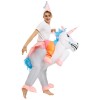 Unicorn with Pink Corn Carry me Ride on Inflatable Costume Jumpsuit for Adult/Kid