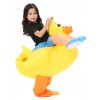 Yellow Duck with Eyelashes Carry me Ride on Inflatable Costume for Adult/Kid