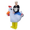 White Chicken Carry me Ride on Inflatable Costume Fancy Dress Cosplay Costume for Adult 