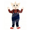 Pig with Blue Overalls Mascot Costume Cartoon