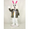 Easter Bunny Rabbit with Grey Coat Mascot Costume Cartoon	