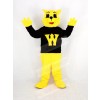 Yellow Wildcat in Black Coat Mascot Costume Animal