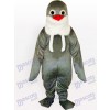 Grey Walrus with White Beard and Red Nose Adult Mascot Funny Costume