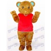 Brown Long Hair Bear With Red Waistcoat Animal Mascot Costume