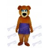 Brown Bear in Purple Skirt Mascot Adult Costume