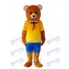 Yellow Shirt Teddy Bear Mascot Adult Costume