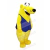 Yellow Bear with Blue Vest Mascot Costumes Animal