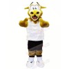 Brown Fluffy Cow with White T-shirt Mascot Costumes Animal
