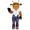 Strong Bull with Blue T-shirt Mascot Costumes Animal
