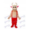 Red Overalls Cow Mascot Adult Costume