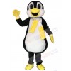 Penguin Mascot Costume with Yellow and White Scarf