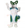 Green and Blue Husky Dog Fursuit Mascot Costume