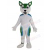 Cute White and Green Husky Dog Mascot Costume Animal