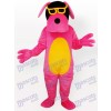 Pink Dog with Yellow Belly and Glasses Adult Mascot Costume