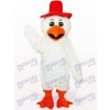 White Long Hair Cowboy Chicken Poultry Adult Mascot Costume