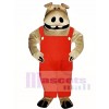 Hippie Hippo with Overalls Mascot Costume