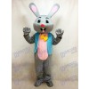 Easter Grey Bunny Rabbit Hare Mascot Costume in Blue Vest