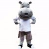 Gray Hippo with White Shirt Mascot Costumes School