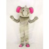 Realistic Gray Elephant with Pink Ears Mascot Costume Cartoon