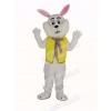 White Easter Bunny Rabbit in Yellow Vest Mascot Costume