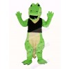 Power Green Crocodile in Black Vest Mascot Costume Animal
