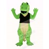 Power Green Crocodile in Black Vest Mascot Costume Animal