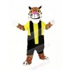 Power Tiger with Black and Yellow Sweatshirt Mascot Costume Animal	