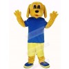 Golden Dog in Blue T-shirt Mascot Costume Animal