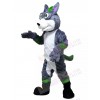 Gray Husky Dog Fursuit with Purple and Green Stripes Mascot Costumes Animal